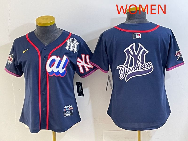 Women 2025 New York Yankees Blank Drak Blue All star Nike MLB Jersey style 012->women mlb jersey->Women Jersey